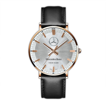 Personalized Merc - Benz Luxury Quartz Leather Watch QB280805