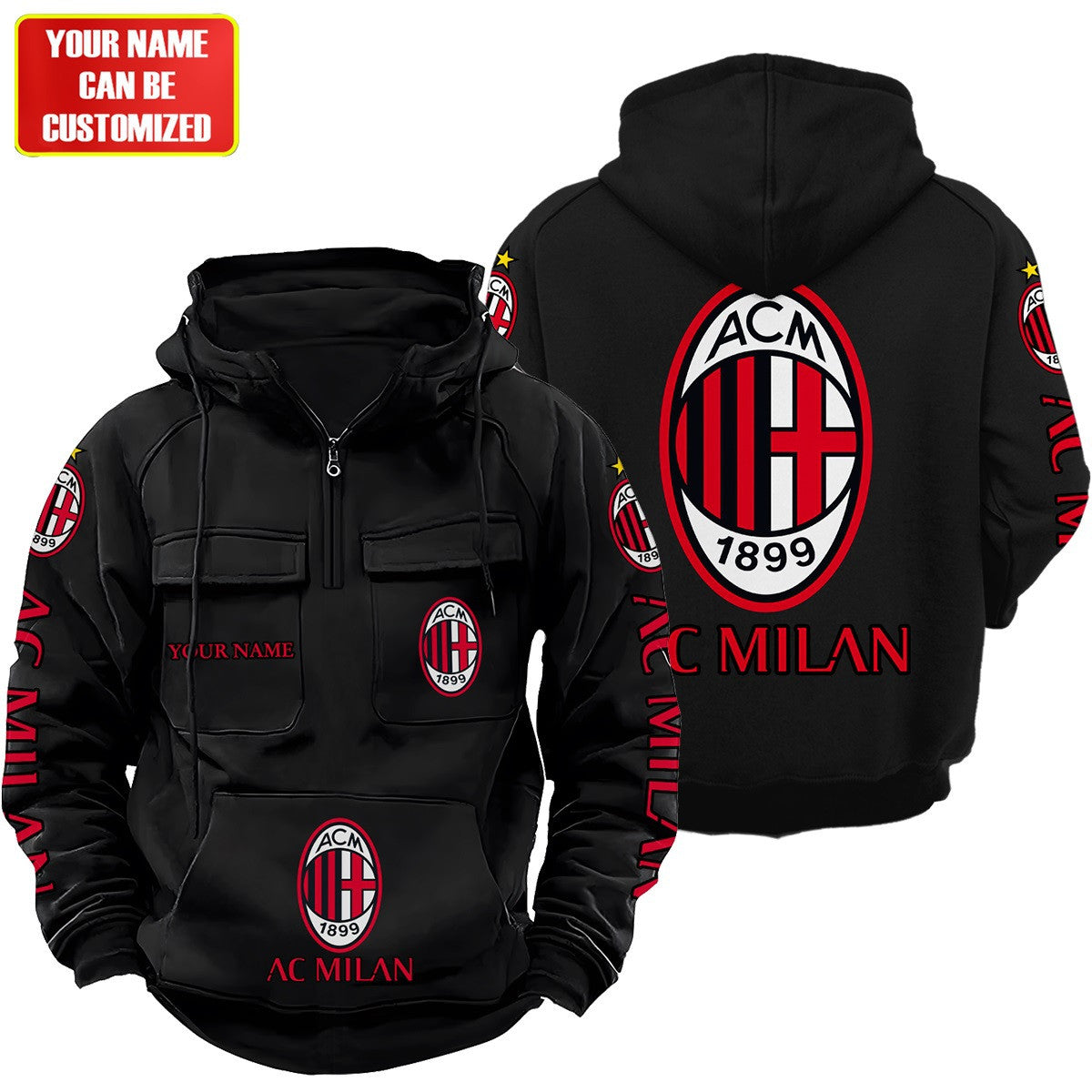 Personalized AC Milan Retro Cotton Hoodie S270806
