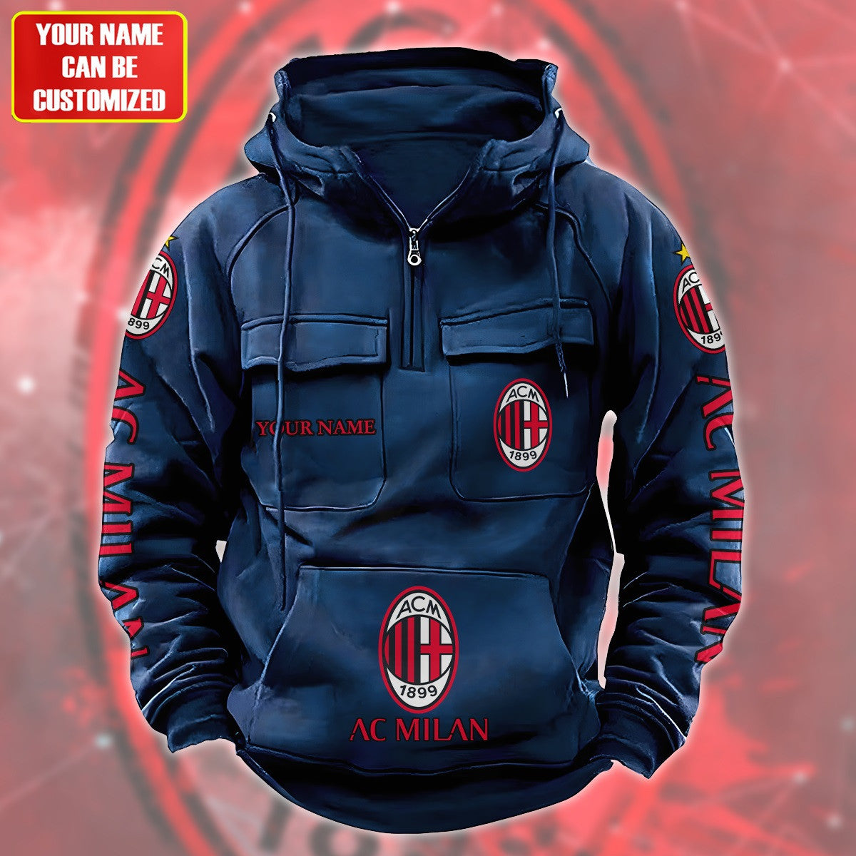 Personalized AC Milan Retro Cotton Hoodie S270806