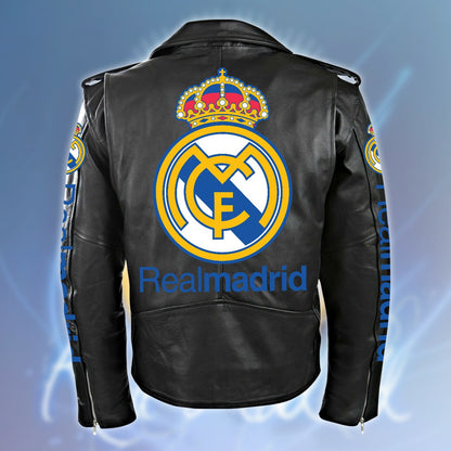 Real Madrid Zipper Vintage Leather Jacket S290802