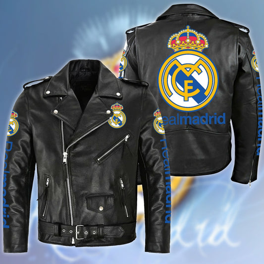 Real Madrid Zipper Vintage Leather Jacket S290802