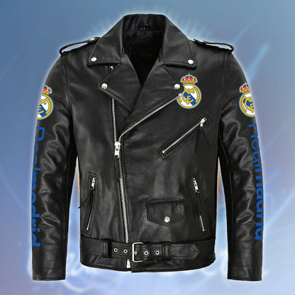 Real Madrid Zipper Vintage Leather Jacket S290802