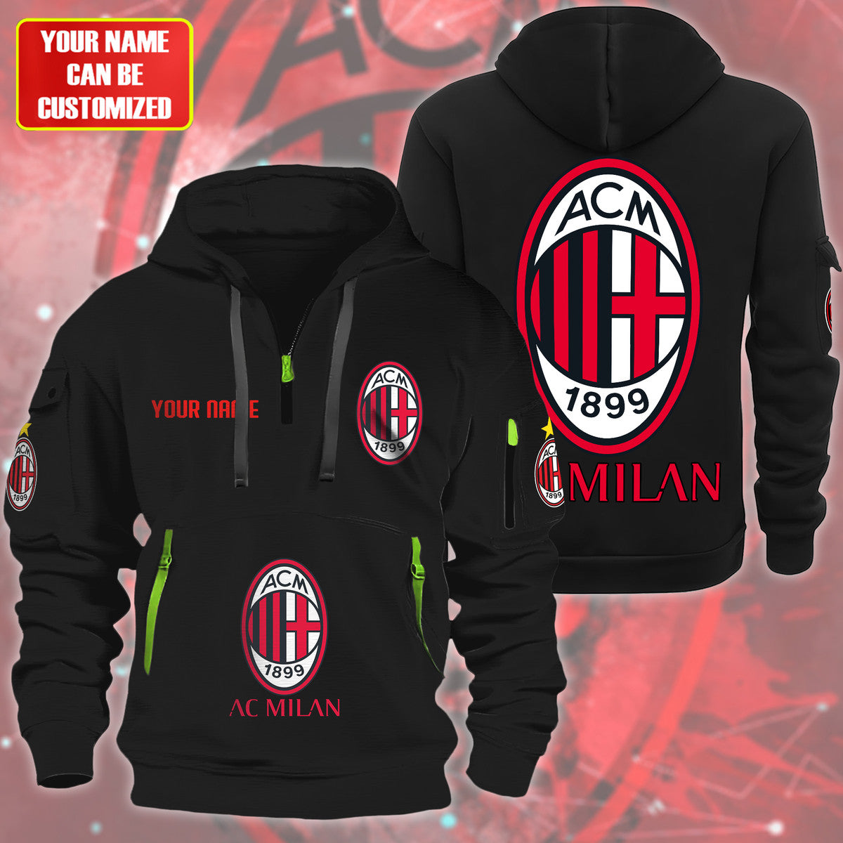 Personalized AC Milan F.C Zip-Hoodie Cotton Jacket QB040901