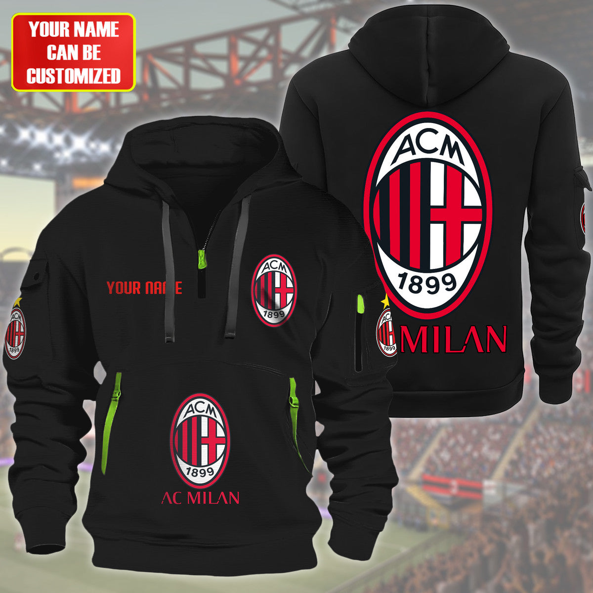 Personalized AC Milan F.C Zip-Hoodie Cotton Jacket QB040901