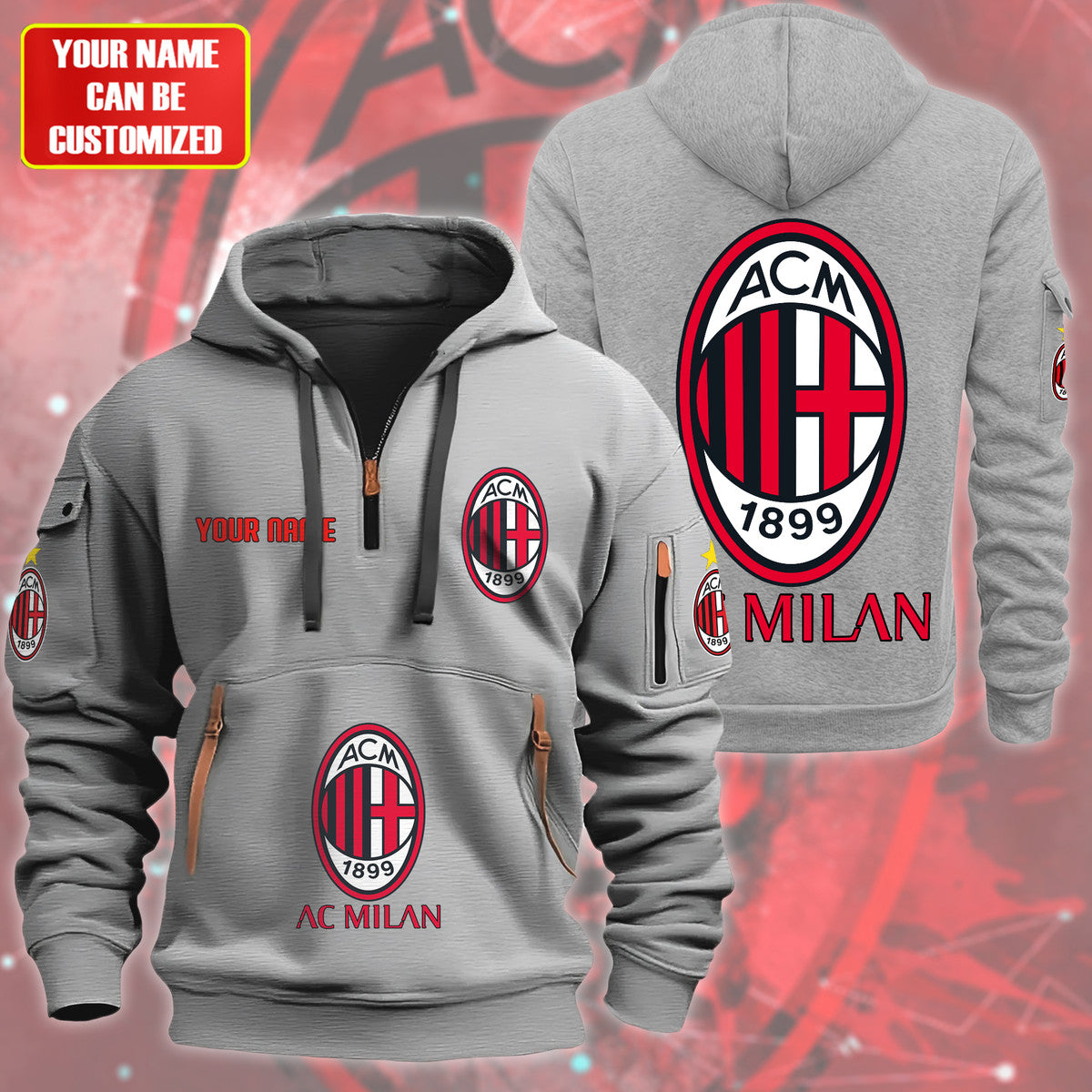 Personalized AC Milan F.C Zip-Hoodie Cotton Jacket QB040901
