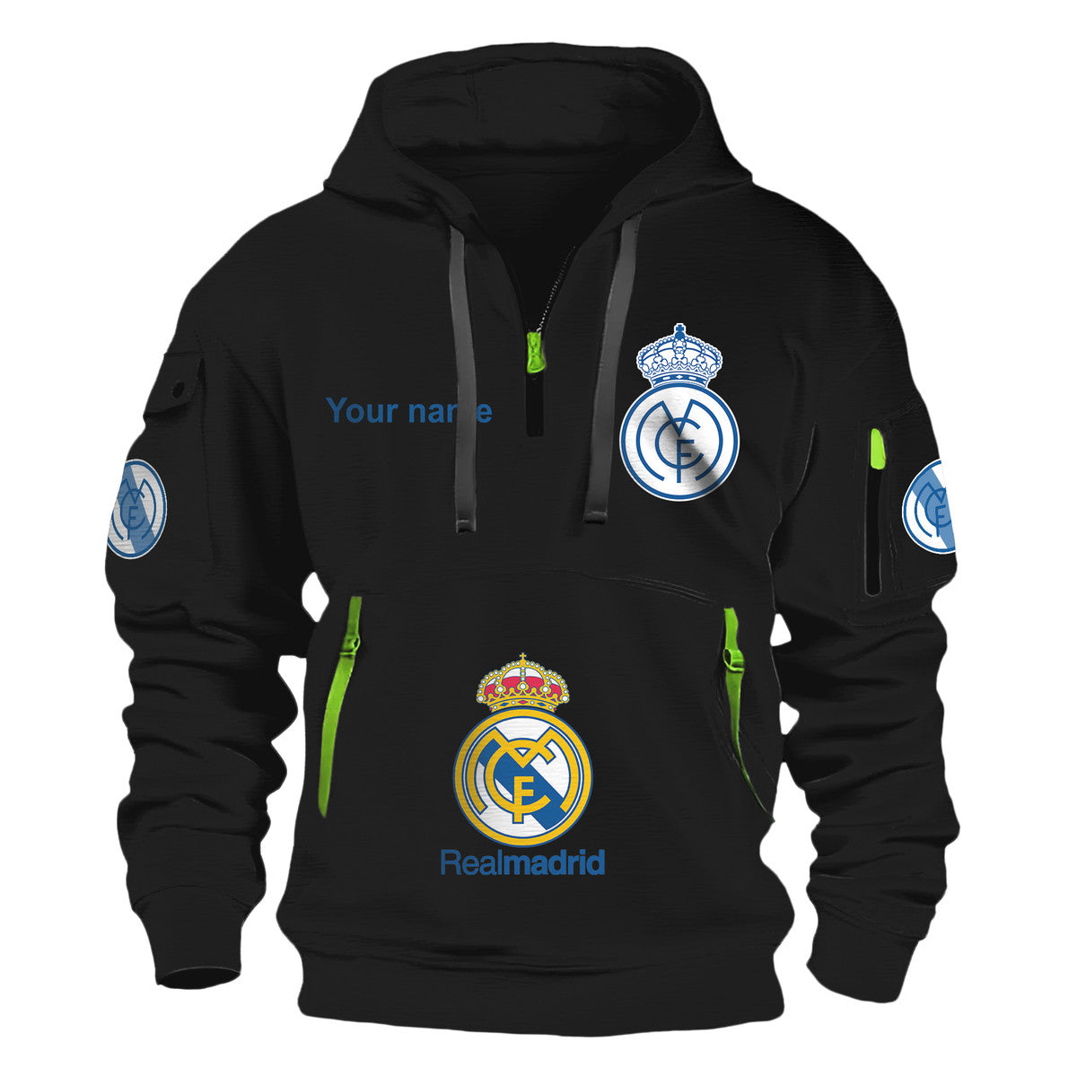 Personalized Real Madrid Zip-Hoodie Cotton Jacket Q040906