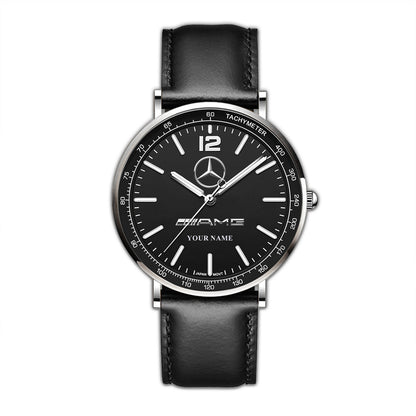 Personalized Merc AMG Luxury Quartz Leather Watch QB040906