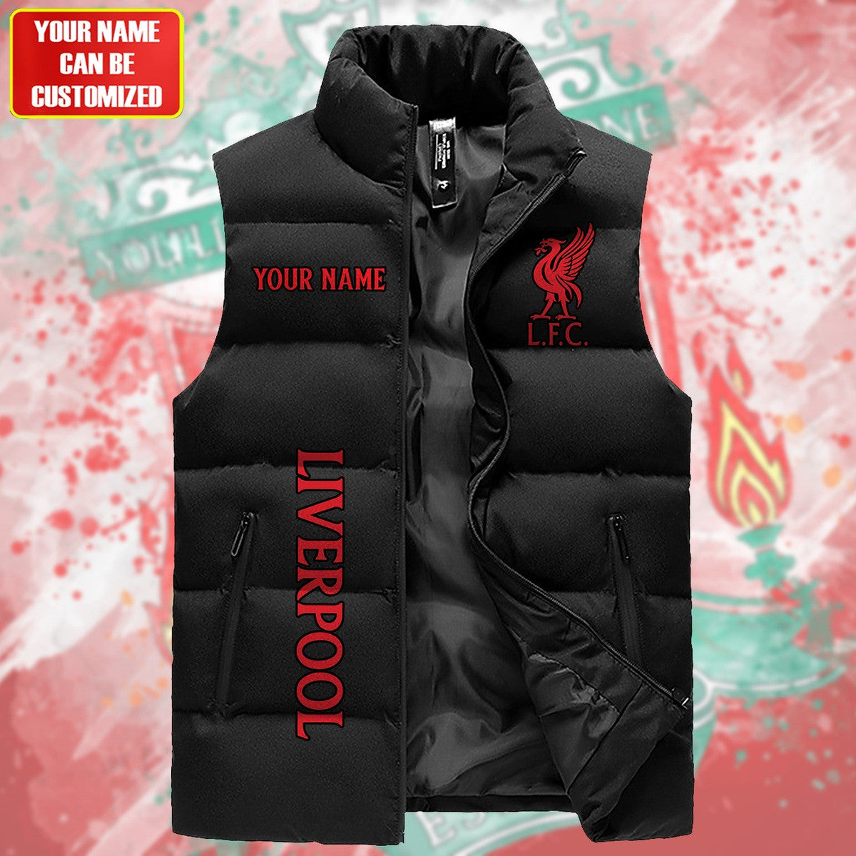 Personalized Liverpool FC Sleeveless Windproof Puffer Jacket P050905