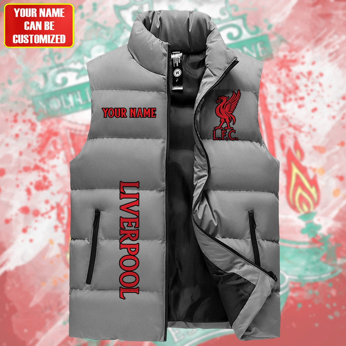 Personalized Liverpool FC Sleeveless Windproof Puffer Jacket P050905