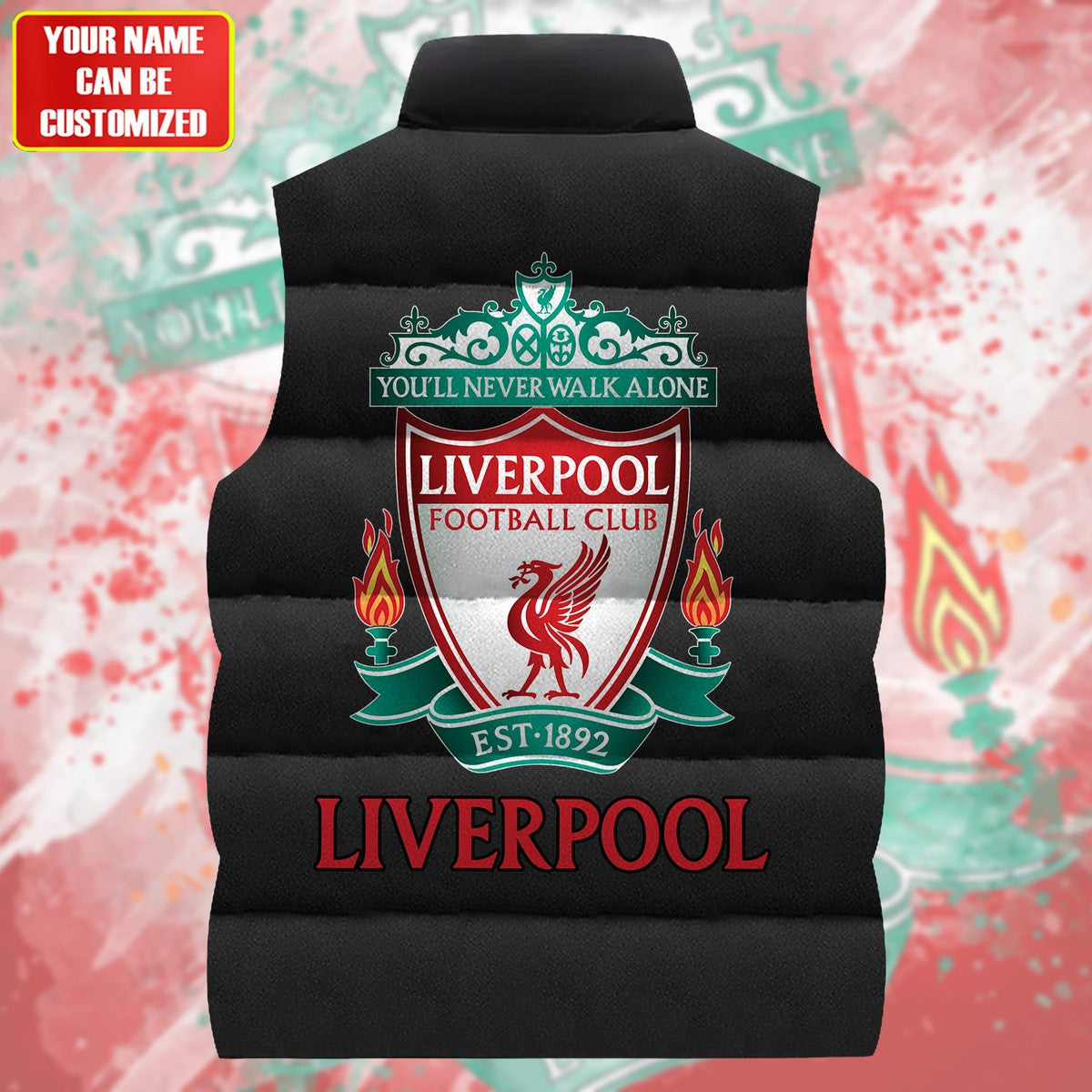 Personalized Liverpool FC Sleeveless Windproof Puffer Jacket P050905