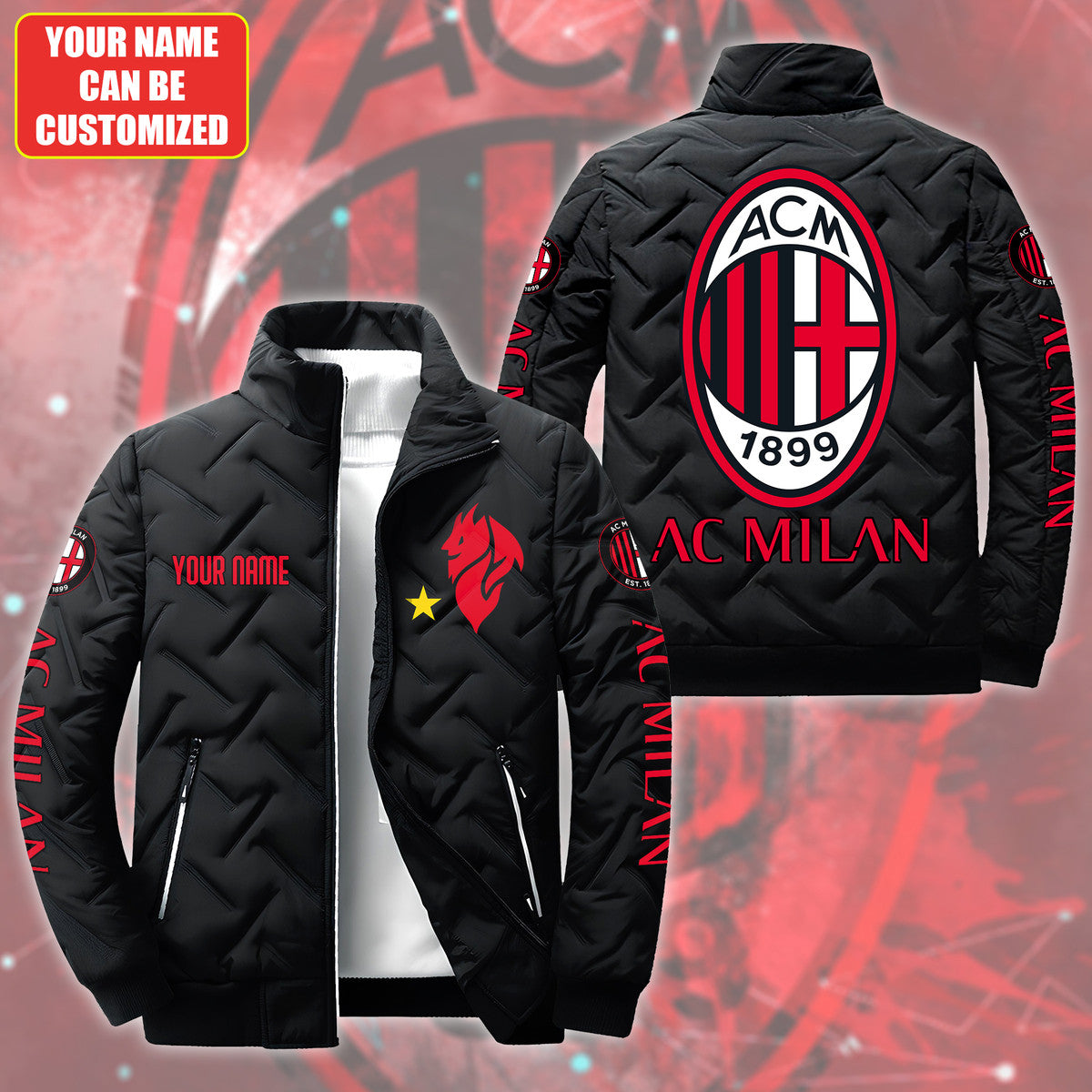 Personalized AC Milan Q2 Puffer Jacket Q050901