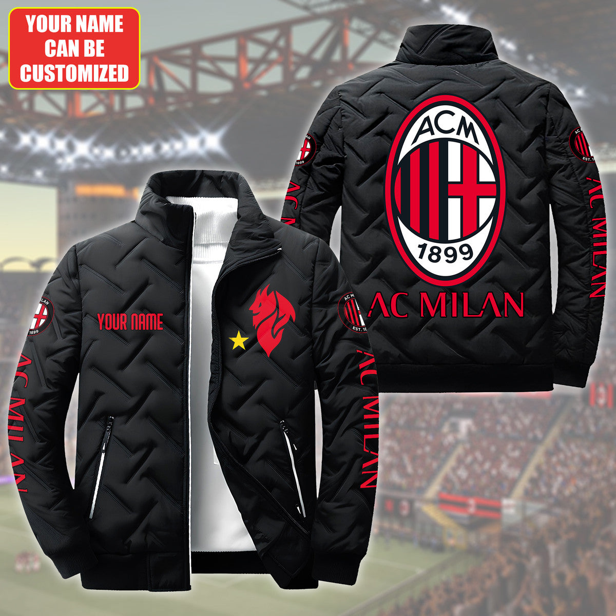 Personalized AC Milan Q2 Puffer Jacket Q050901