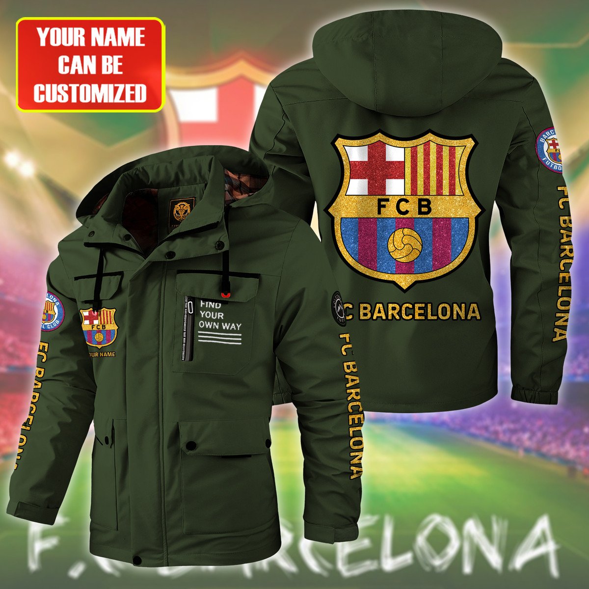 FC Barcelona Windbreaker Hooded Jacket Q040908
