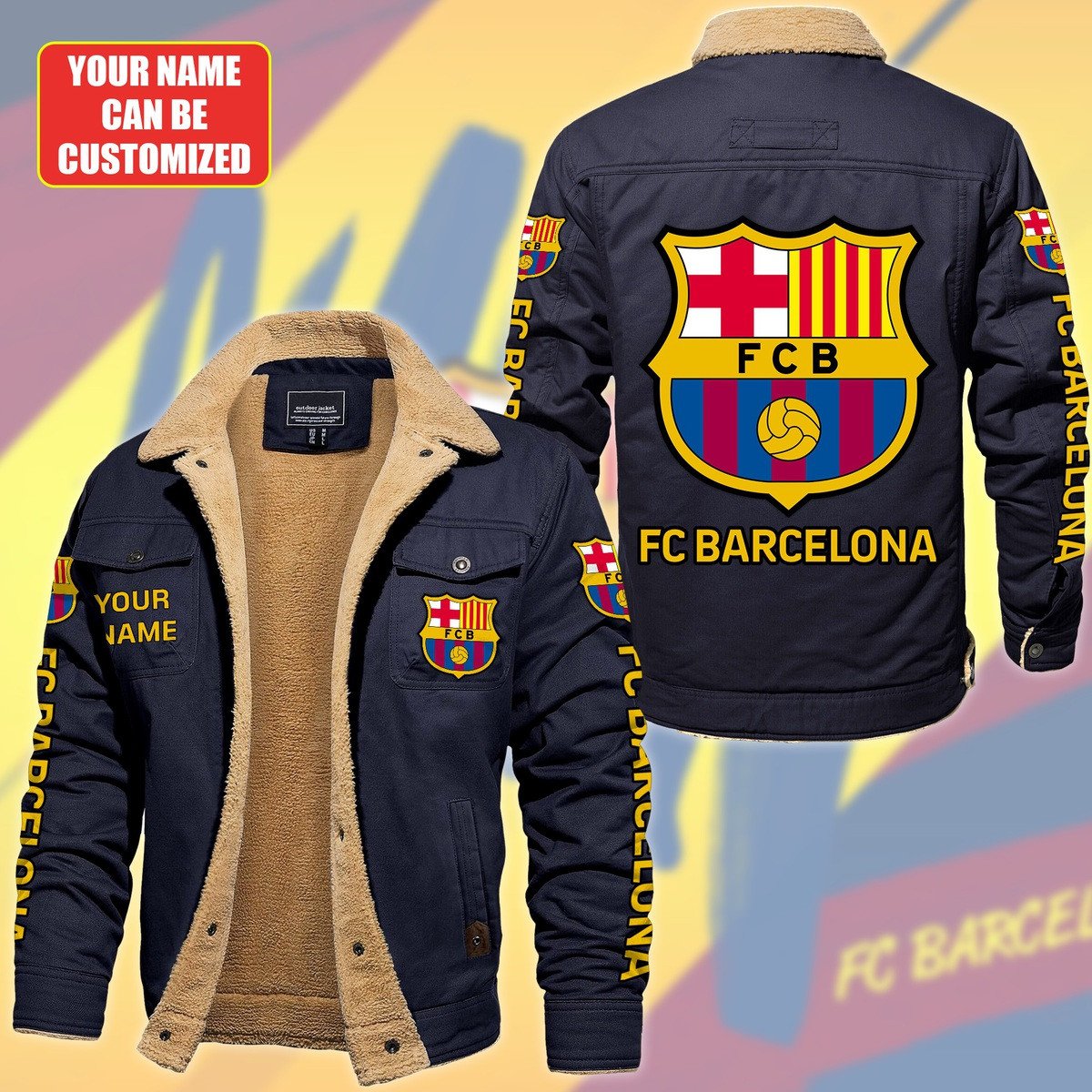Personalized Barcelona Fleece Thermal Cotton Jacket S120909