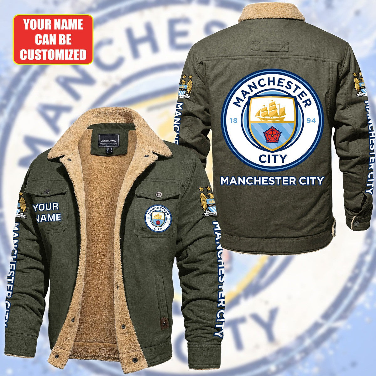 Personalized Manchester City Fleece Thermal Cotton Jacket S120910