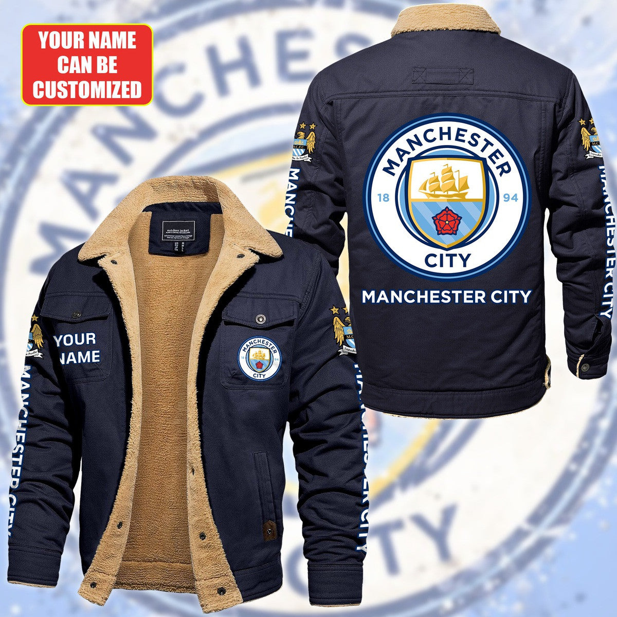 Personalized Manchester City Fleece Thermal Cotton Jacket S120910