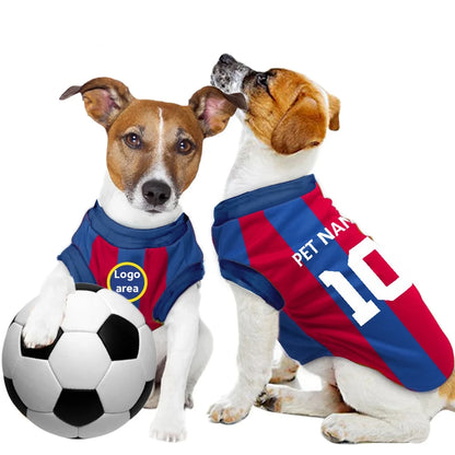 Barcelona New Kits Personalised Pet Tank Top FC (Dog Football Costume and Cat Football Costume Gift)