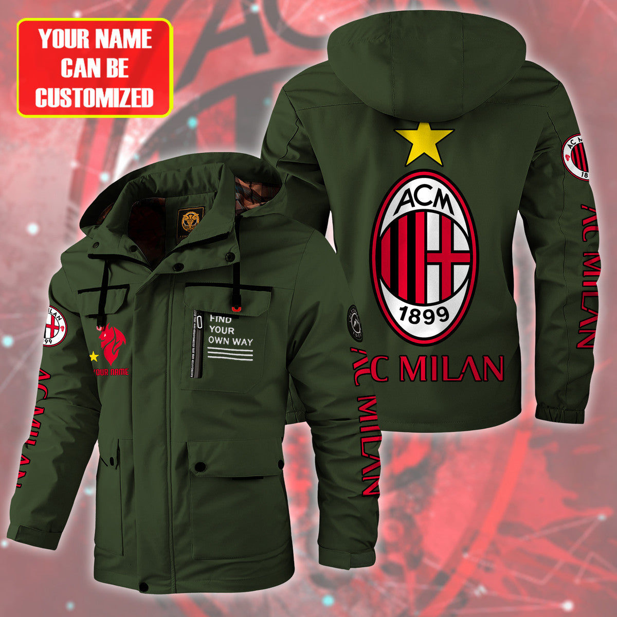 AC Milan Windbreaker Hooded Jacket QB16090