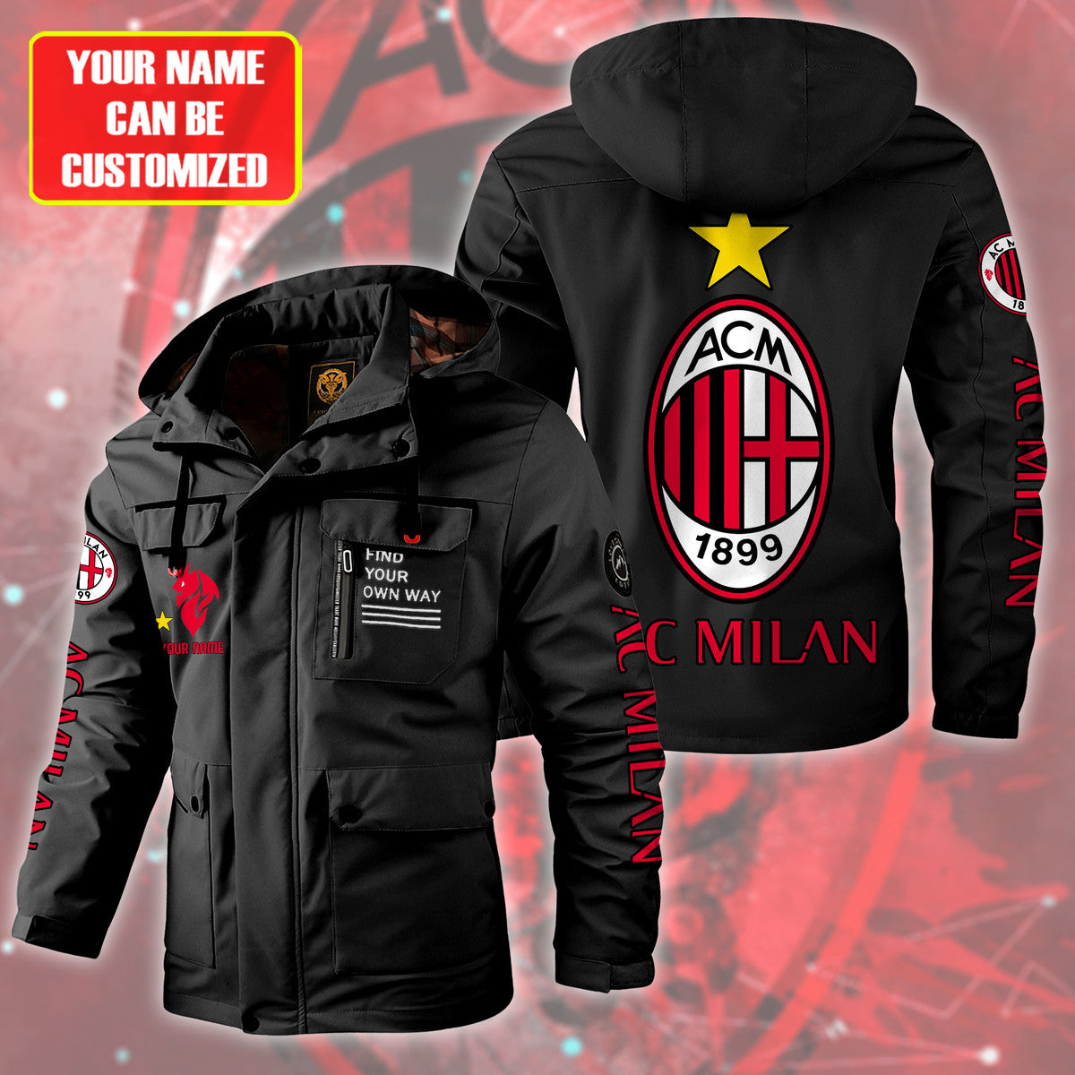 AC Milan Windbreaker Hooded Jacket QB16090