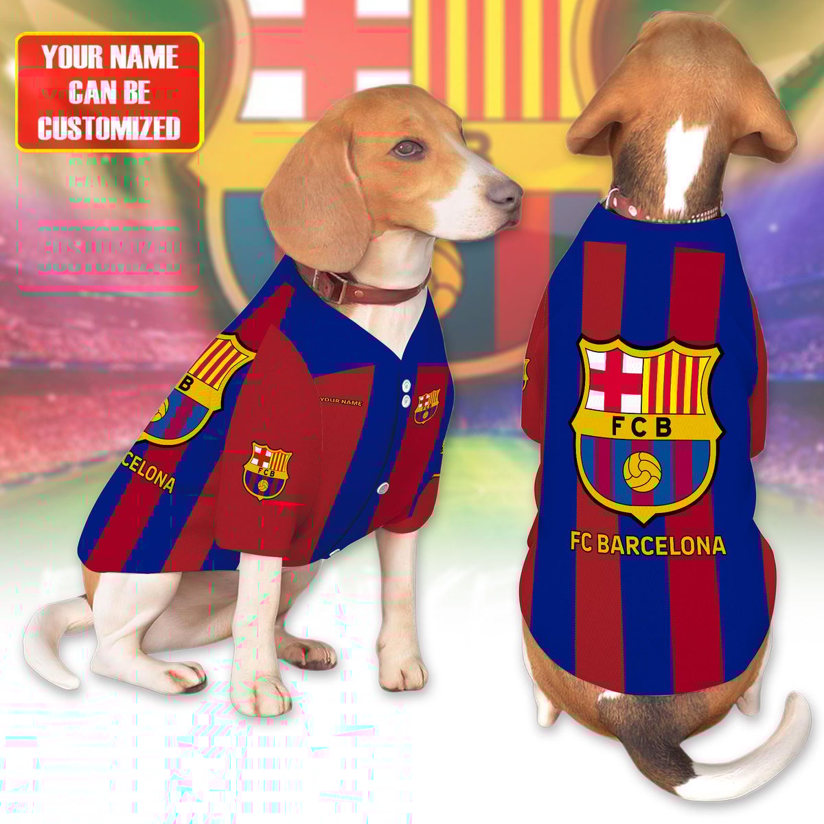 Barcelona FC Personalised Pet Baseball Jersey (Dog Football Costume and Cat Football Costume Gift) P160901