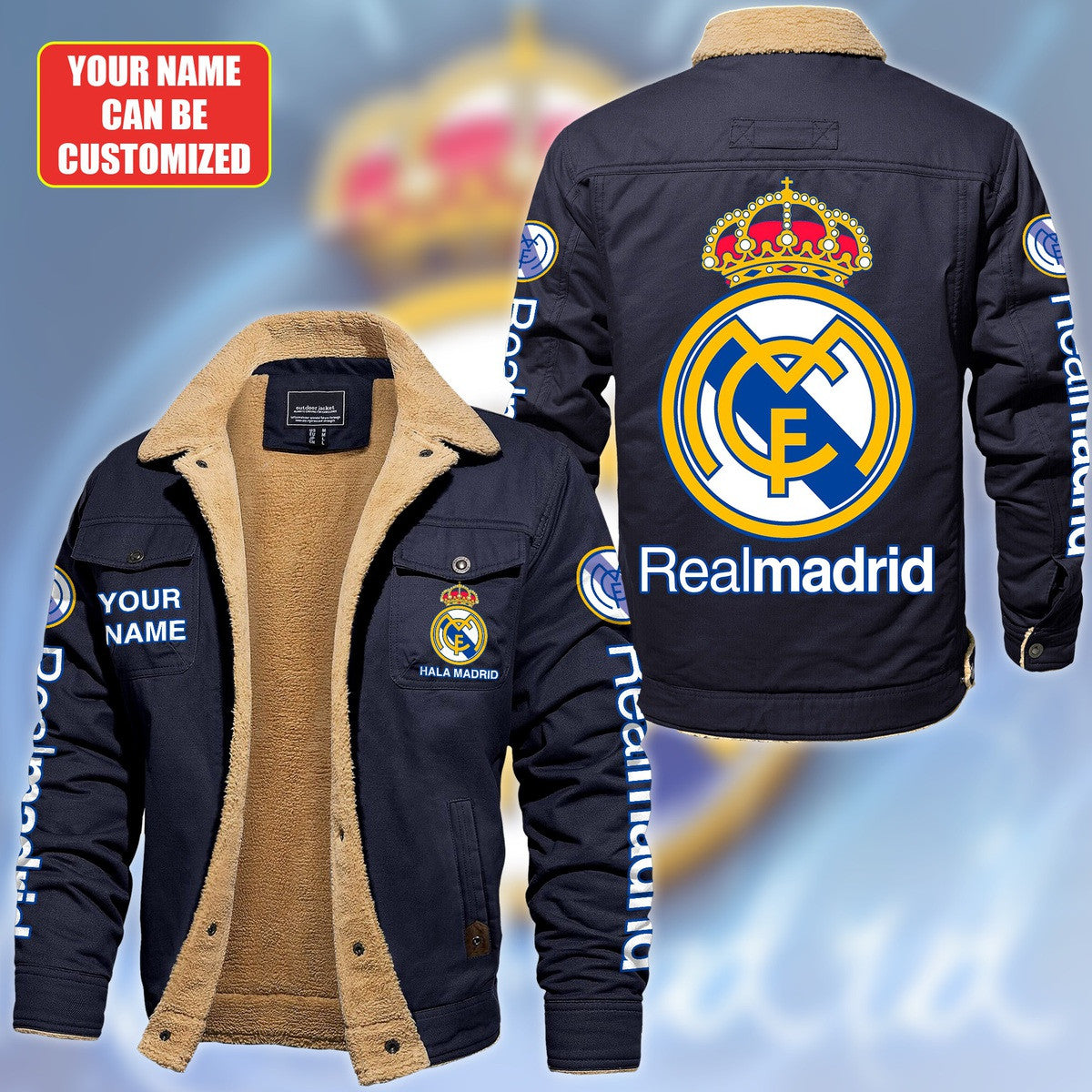 Personalized Real Madrid Fleece Thermal Cotton Jacket Q180902