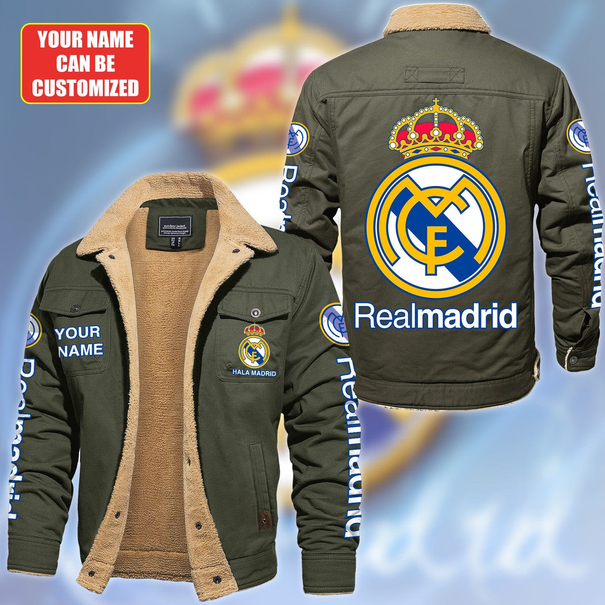Personalized Real Madrid Fleece Thermal Cotton Jacket Q180902