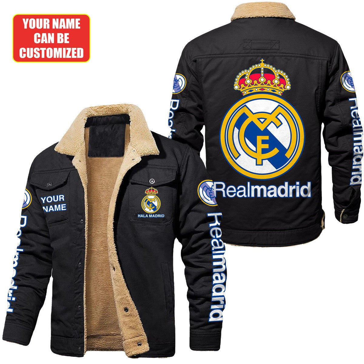 Personalized Real Madrid Fleece Thermal Cotton Jacket Q180902