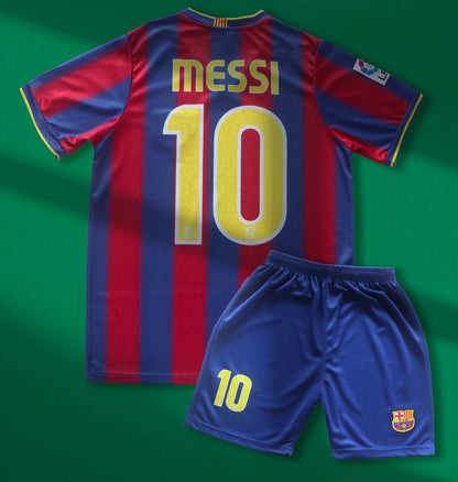 Barcelona Messi 2009 Home Soccer Jersey & Shorts with Socks Set for Boys and Girls Youth Sizes
