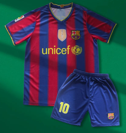 Barcelona Messi 2009 Home Soccer Jersey & Shorts with Socks Set for Boys and Girls Youth Sizes