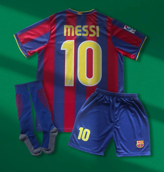 Barcelona Messi 2009 Home Soccer Jersey & Shorts with Socks Set for Boys and Girls Youth Sizes , Adult Sizes