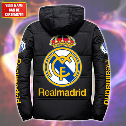 Personalized Real Madrid Puffer Thermal Jacket With Hood Q180906