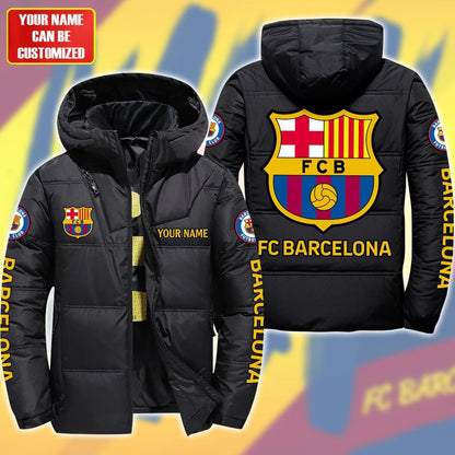 Personalized Barça Puffer Thermal Jacket With Hood Q180905