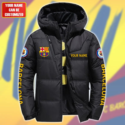 Personalized Barça Puffer Thermal Jacket With Hood Q180905
