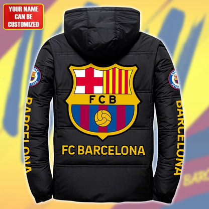Personalized Barça Puffer Thermal Jacket With Hood Q180905