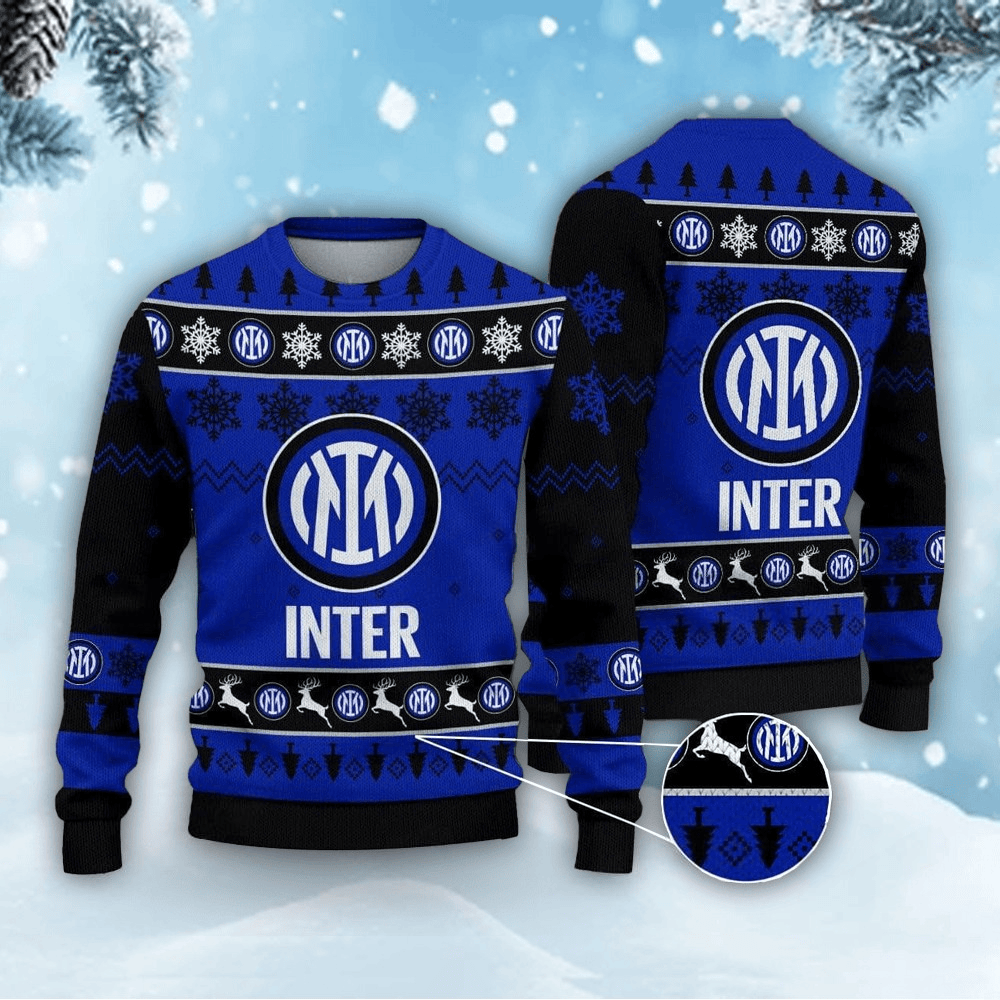 Inter Milan Ugly Christmas Sweater , Unisex Wool Sweater