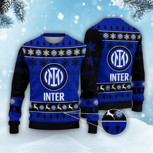 Inter Milan Ugly Christmas Sweater , Unisex Wool Sweater