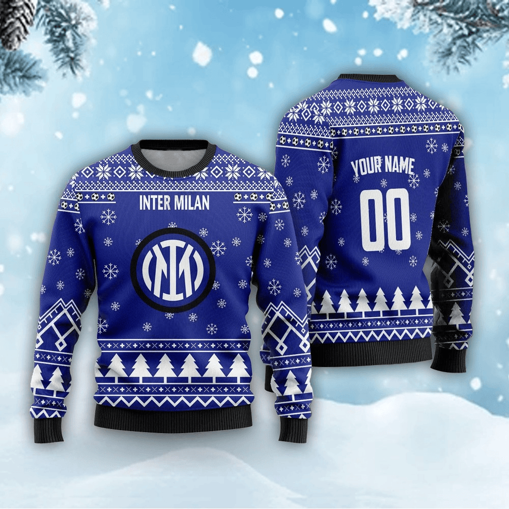 Personalized Inter Milan Ugly Christmas Sweater , Unisex Wool Sweater