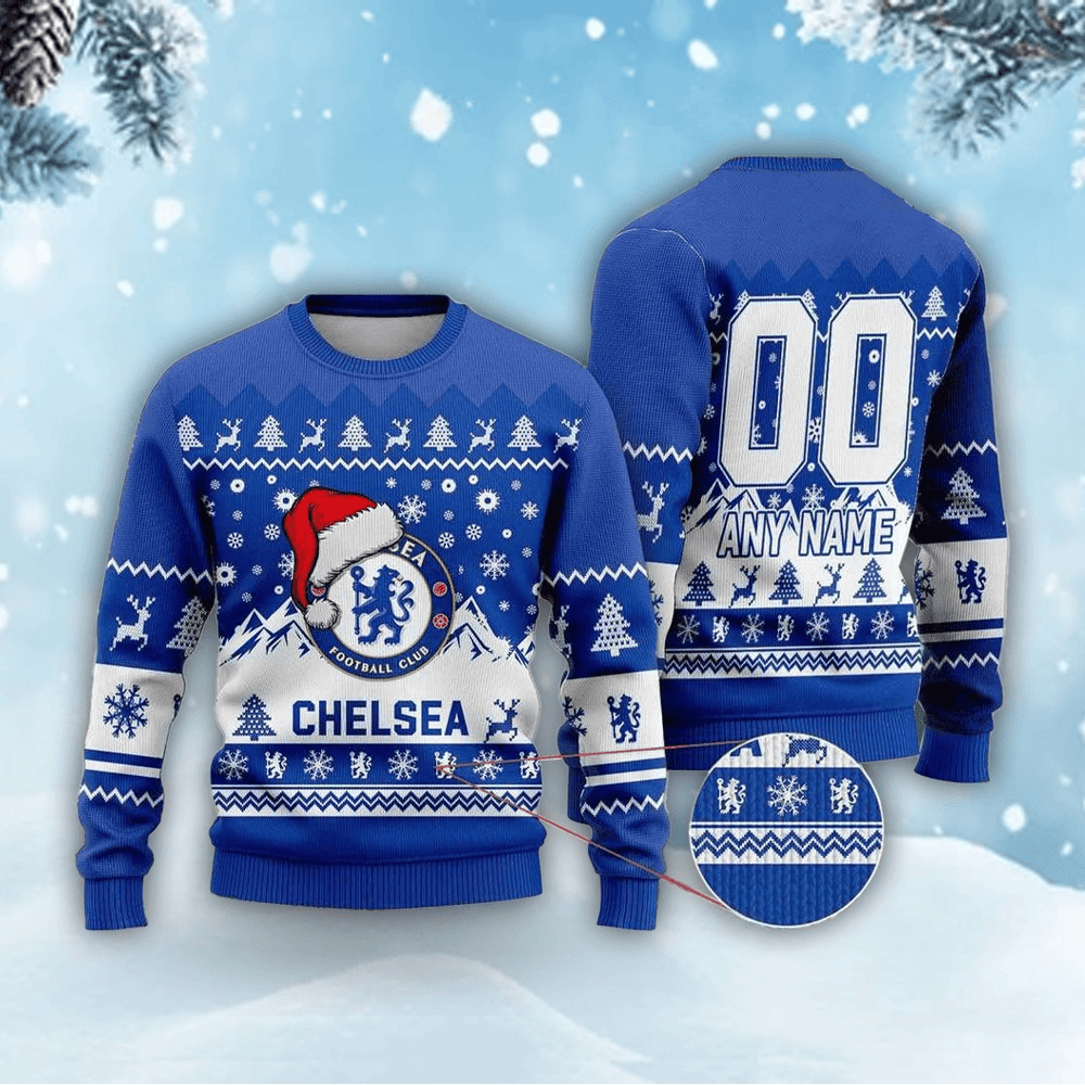 Personalized Chelsea Q2 Ugly Christmas Sweater , Unisex Wool Sweater