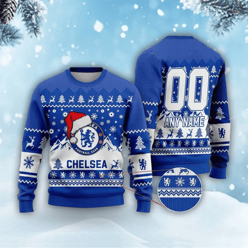 Personalized Chelsea Q2 Ugly Christmas Sweater , Unisex Wool Sweater