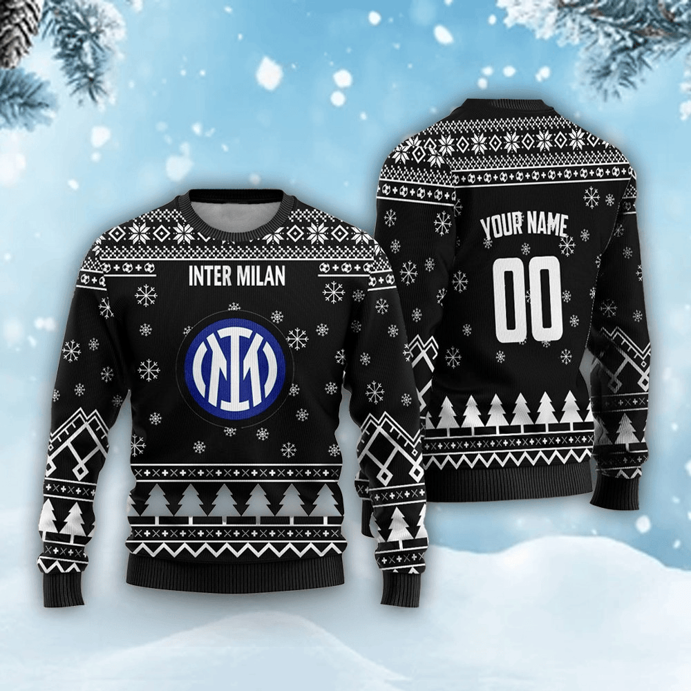 Personalized Inter Milan Q3 Ugly Christmas Sweater , Unisex Wool Sweater