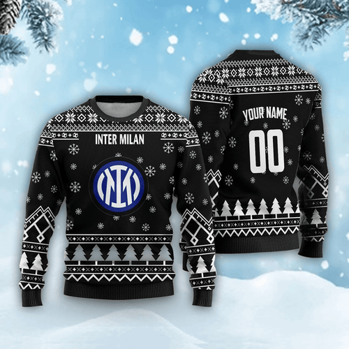 Personalized Inter Milan Q3 Ugly Christmas Sweater , Unisex Wool Sweater