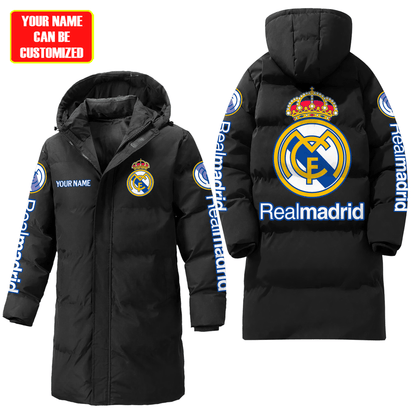 Personalized Real Madrid Long Padded Coat , Thick And Warm , Hooded Cotton Coat Q270906