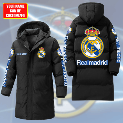 Personalized Real Madrid Long Padded Coat , Thick And Warm , Hooded Cotton Coat Q270906
