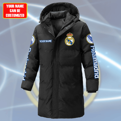 Personalized Real Madrid Long Padded Coat , Thick And Warm , Hooded Cotton Coat Q270906