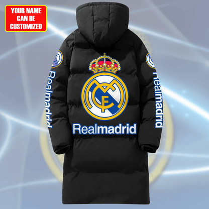 Personalized Real Madrid Long Padded Coat , Thick And Warm , Hooded Cotton Coat Q270906