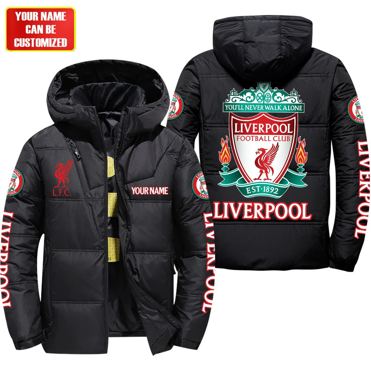 Personalized Liverpool Puffer Thermal Jacket With Hood Q300902