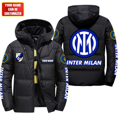 Personalized Inter Milan Puffer Thermal Jacket With Hood Q300904