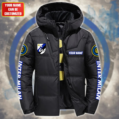 Personalized Inter Milan Puffer Thermal Jacket With Hood Q300904