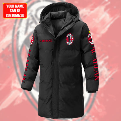 Personalized AC Milan Long Padded Coat , Thick And Warm , Hooded Cotton Coat S300915