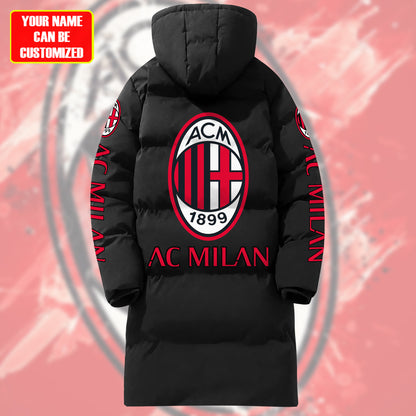 Personalized AC Milan Long Padded Coat , Thick And Warm , Hooded Cotton Coat S300915